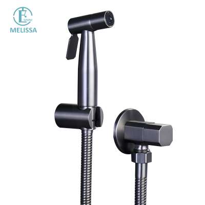 Melissa Modern  Brass Stainless steel Bathroom Brushed gay toilet bidet spray shattaf set Handheld shower Angle Valve