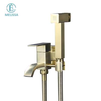 Melissa Brass Bathroom Brushed gold toilet bidet spray shattaf set Handheld shower Mop Basin water tap faucet