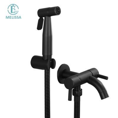 Melissa Brass Bathroom black toilet bidet spray shattaf set Handheld shower Mop Basin water tap faucet