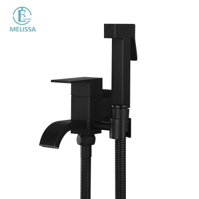 Melissa Brass Bathroom black toilet bidet spray shattaf set Handheld shower Mop Basin water tap faucet